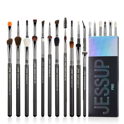 Jessup Eyeshadow Brush Set 11pcs Eye Makeup Brushes Set Professional Eye Shadow Brush Blending Brush Shader Crease Brush Black T340