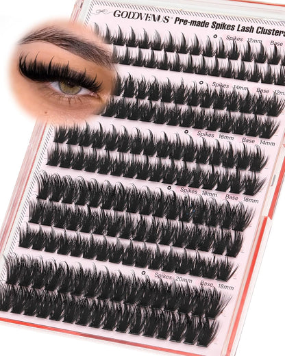 Goddvenus Manga Lash Clusters With Spikes Wispy Cluster Eyelash Extensions Fluffy Anime Eyelashes Clusters Reusable Faux Mink Fairy Individual Lash Extension (D Curve 12-18mm 204 pieces)