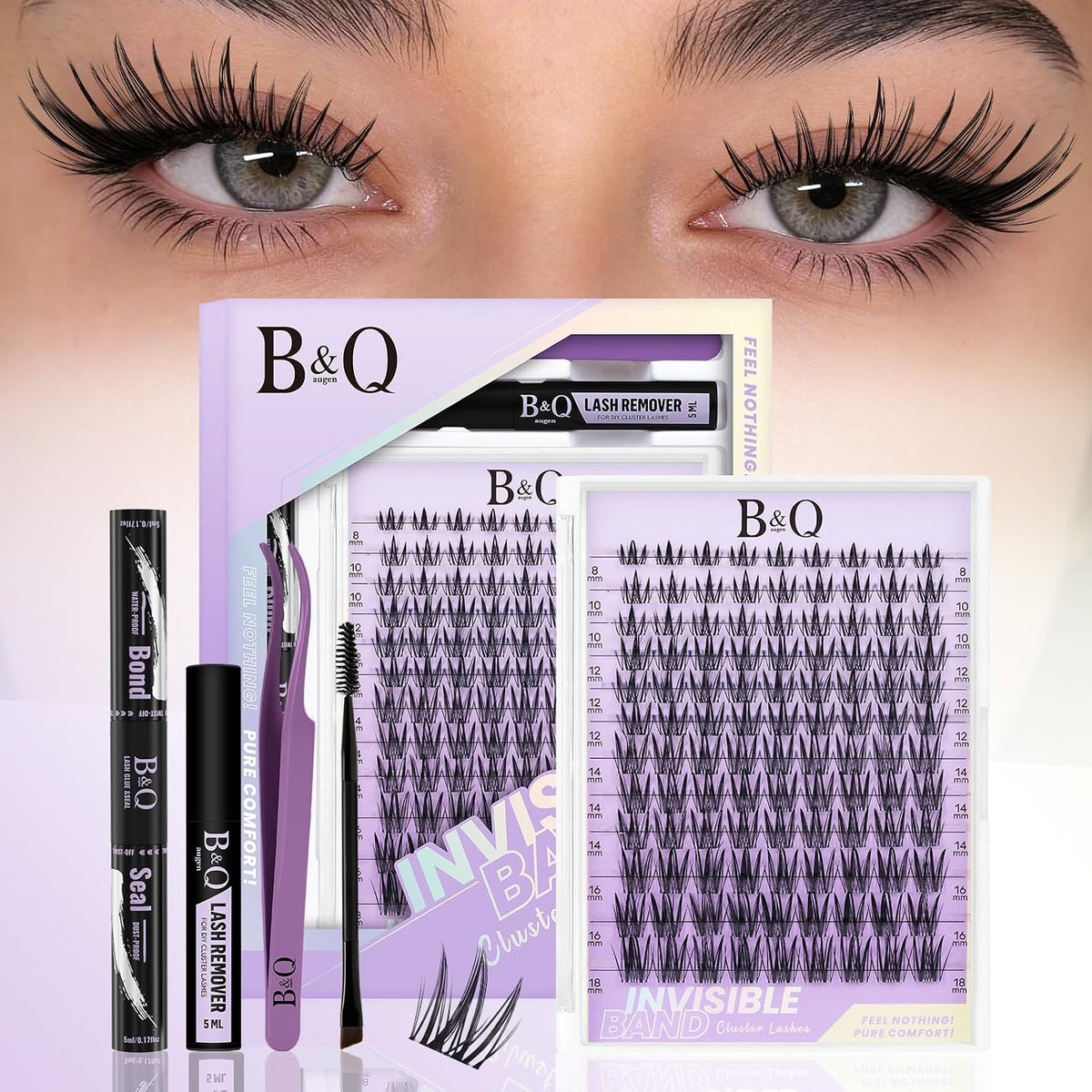 Natural Eyelash Clusters Kit - DIY Lash Extension Kit at Home with C-Curl Wispy Clusters