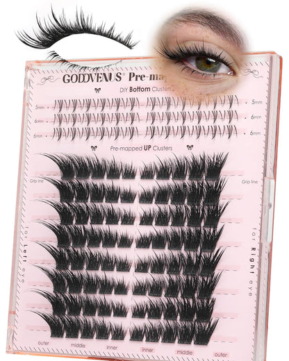 Goddvenus Manga Lash Clusters With Spikes Wispy Cluster Eyelash Extensions Fluffy Anime Eyelashes Clusters Reusable Faux Mink Fairy Individual Lash Extension (D Curve 12-18mm 204 pieces)