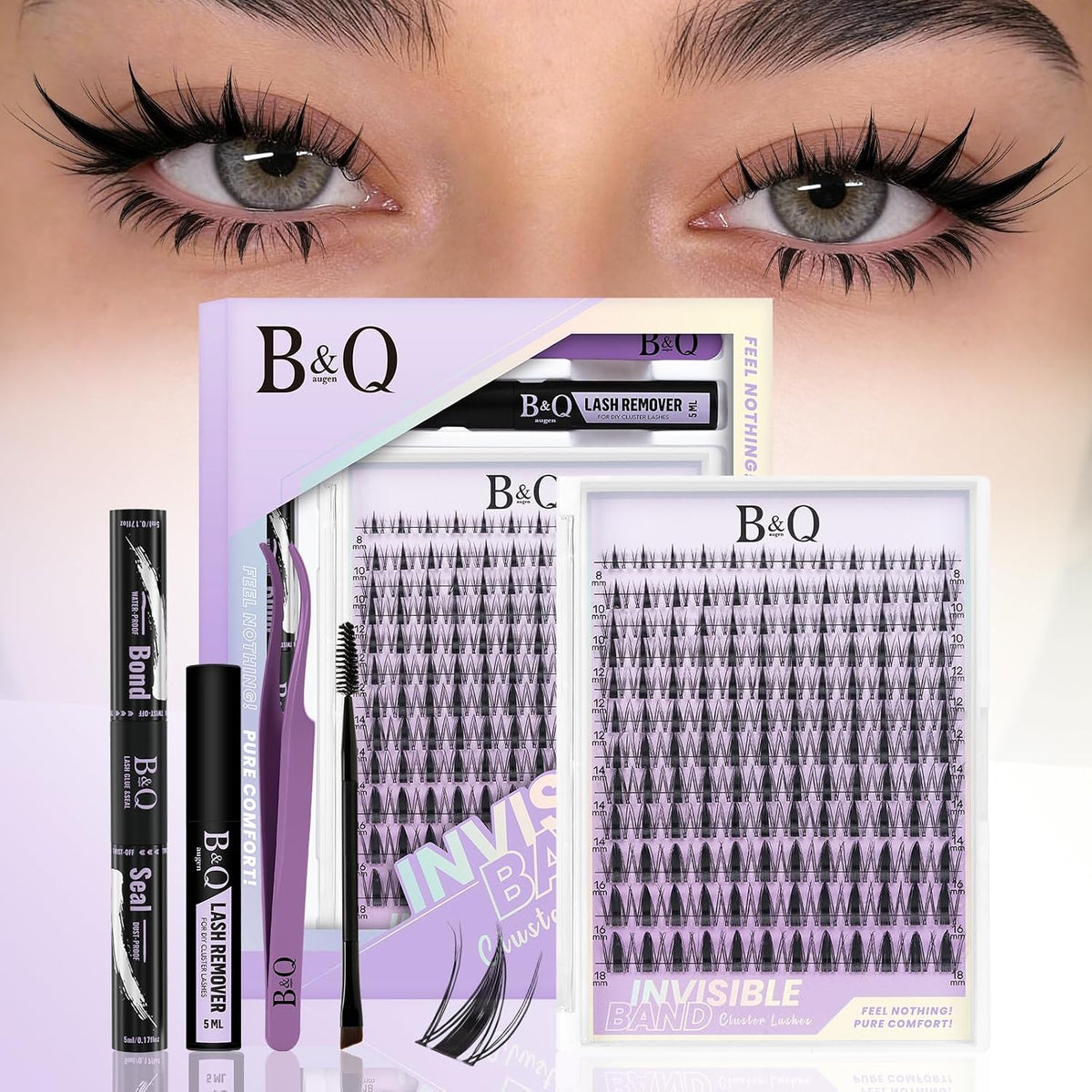 Natural Eyelash Clusters Kit - DIY Lash Extension Kit at Home with C-Curl Wispy Clusters