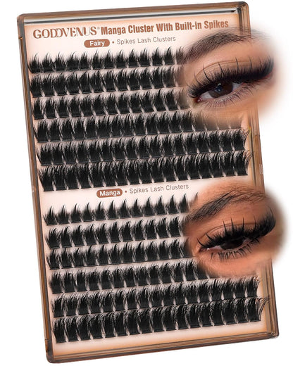 Goddvenus Manga Lash Clusters With Spikes Wispy Cluster Eyelash Extensions Fluffy Anime Eyelashes Clusters Reusable Faux Mink Fairy Individual Lash Extension (D Curve 12-18mm 204 pieces)