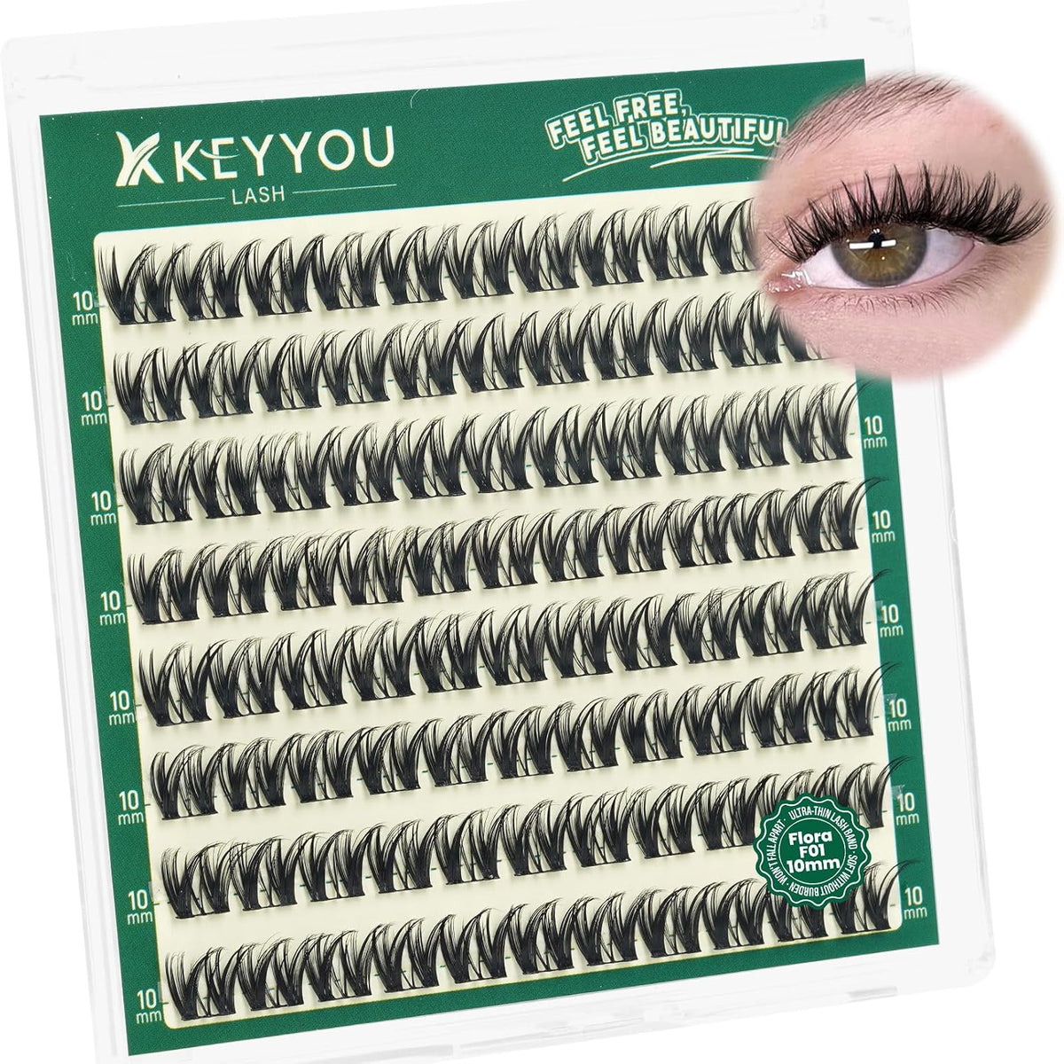 Flora Lash Clusters Kit - 132pcs D Curl Natural Extension Set with Bond, Seal, and Remover