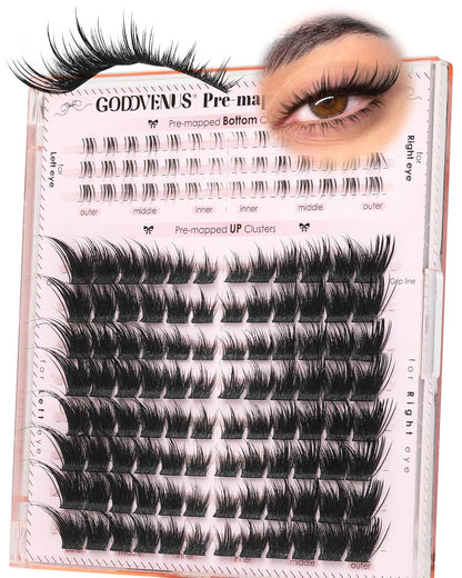 Goddvenus Manga Lash Clusters With Spikes Wispy Cluster Eyelash Extensions Fluffy Anime Eyelashes Clusters Reusable Faux Mink Fairy Individual Lash Extension (D Curve 12-18mm 204 pieces)