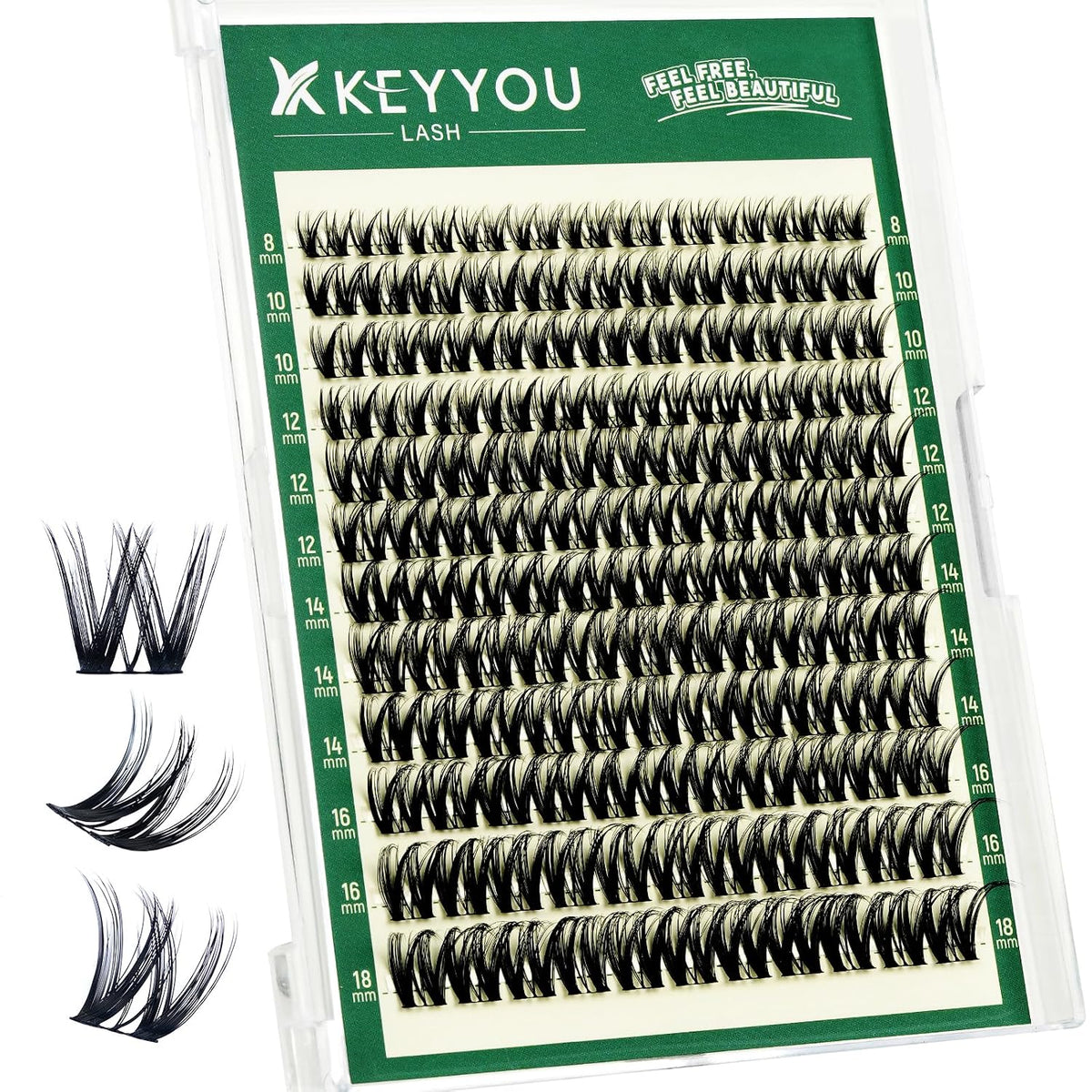Flora Lash Clusters Kit - 132pcs D Curl Natural Extension Set with Bond, Seal, and Remover