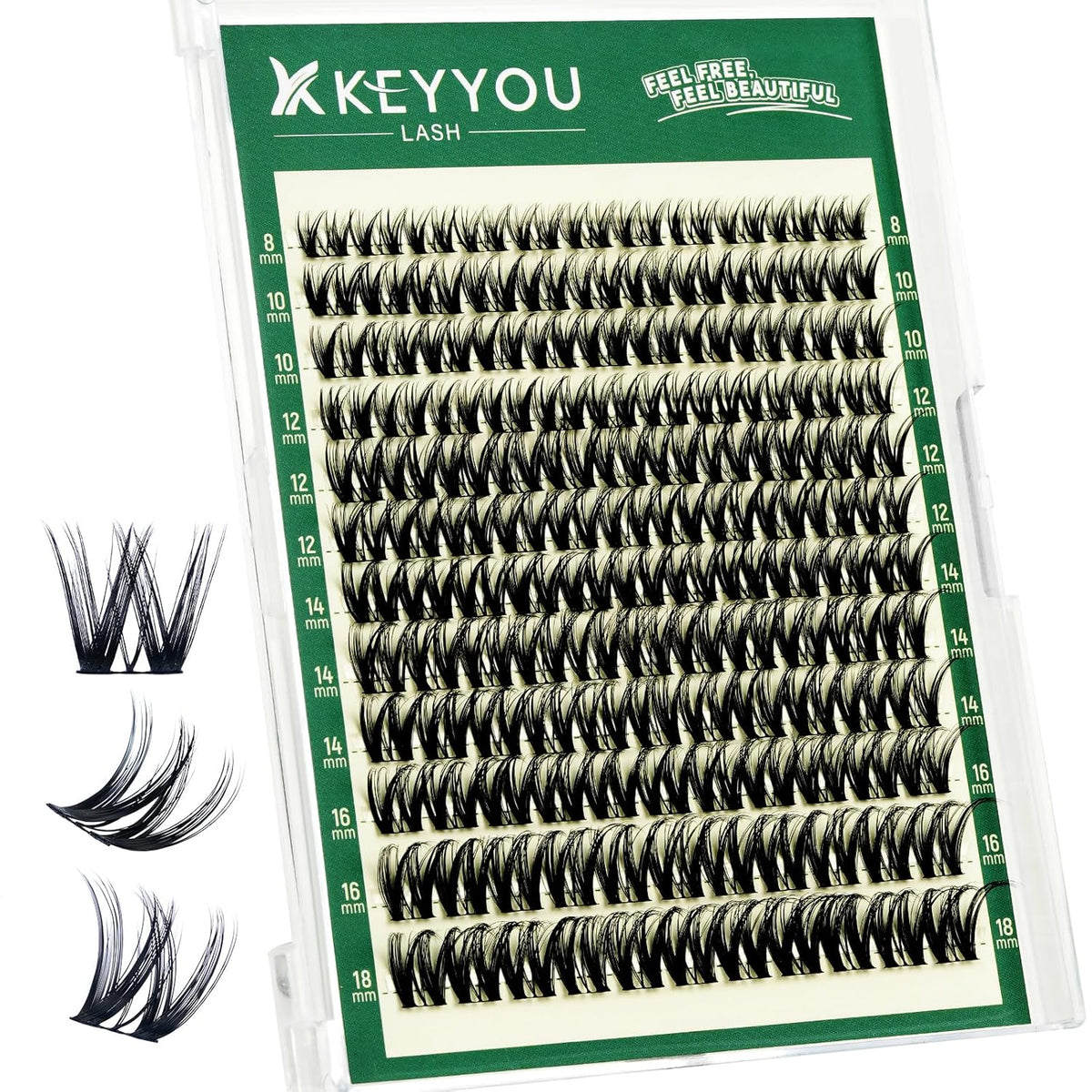 Flora Lash Clusters Kit - 132pcs D Curl Natural Extension Set with Bond, Seal, and Remover