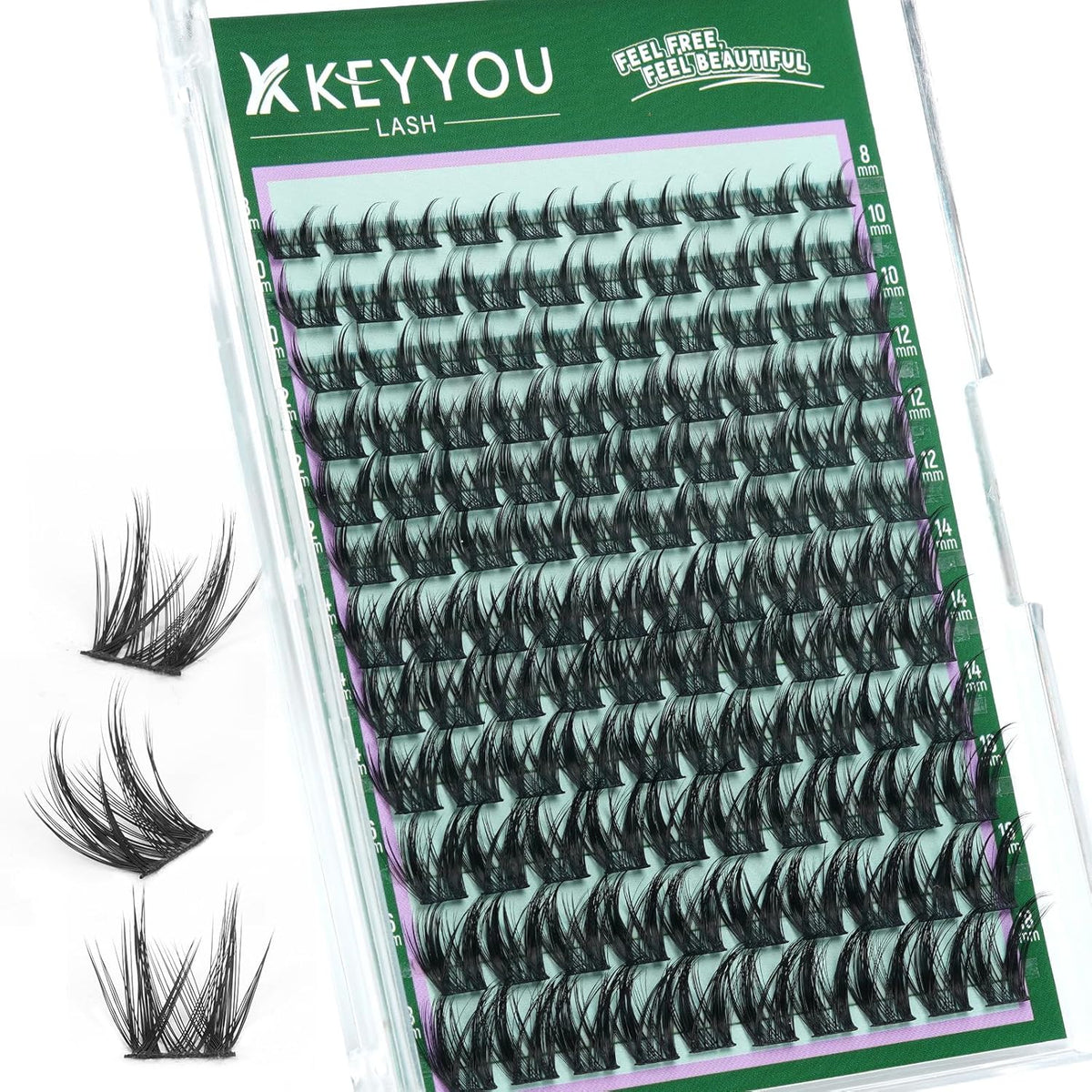 Flora Lash Clusters Kit - 132pcs D Curl Natural Extension Set with Bond, Seal, and Remover