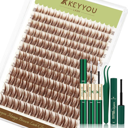 Flora Lash Clusters Kit - 132pcs D Curl Natural Extension Set with Bond, Seal, and Remover