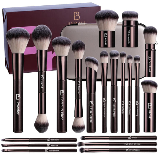Professional 20Pcs Makeup Brush Set with Travel Case, Premium Synthetic Bristles for Foundation & Eyeshadow
