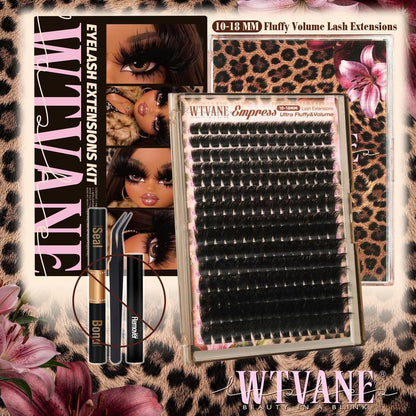 280Pcs Thick Lash Clusters 260D Dramatic 14-24mm Mega Volume D Curl Fluffy Individual Extensions
