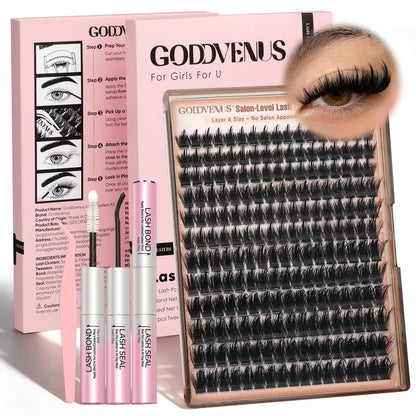 Spiky Manga Lash Clusters - Wispy Anime Eyelash Extensions, D Curve 12-18mm, 204 Pcs