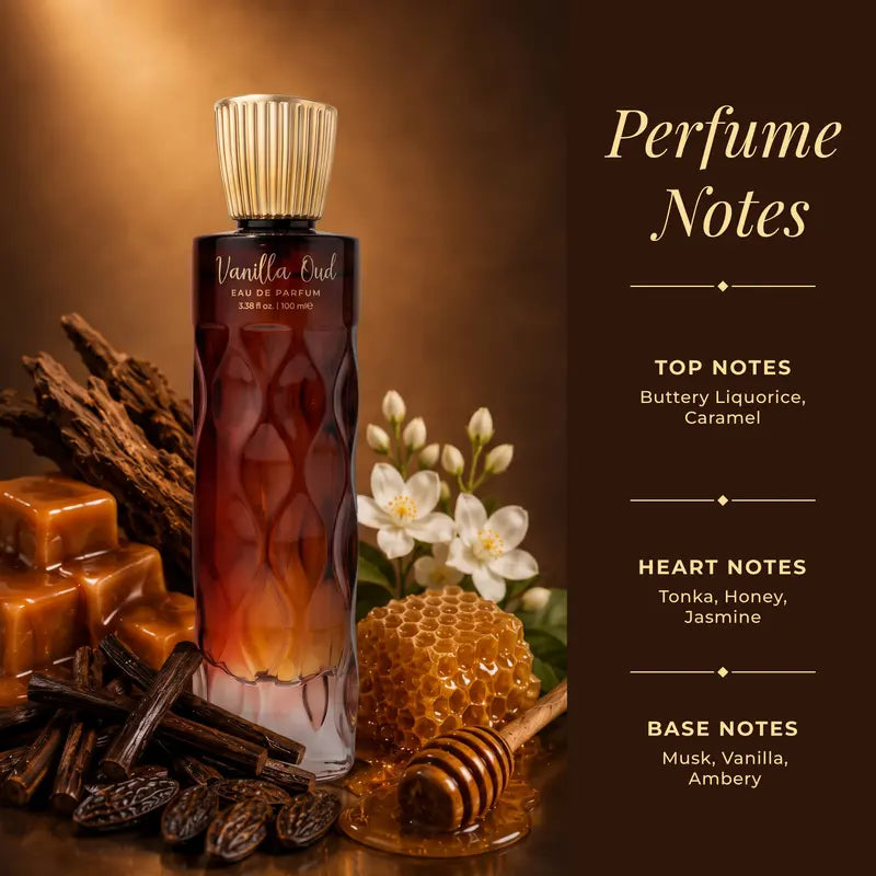 Vanilla Oud EDP & Honey Oud Hair and Body Mist Duo - Long-Lasting Layerable Fragrance Set