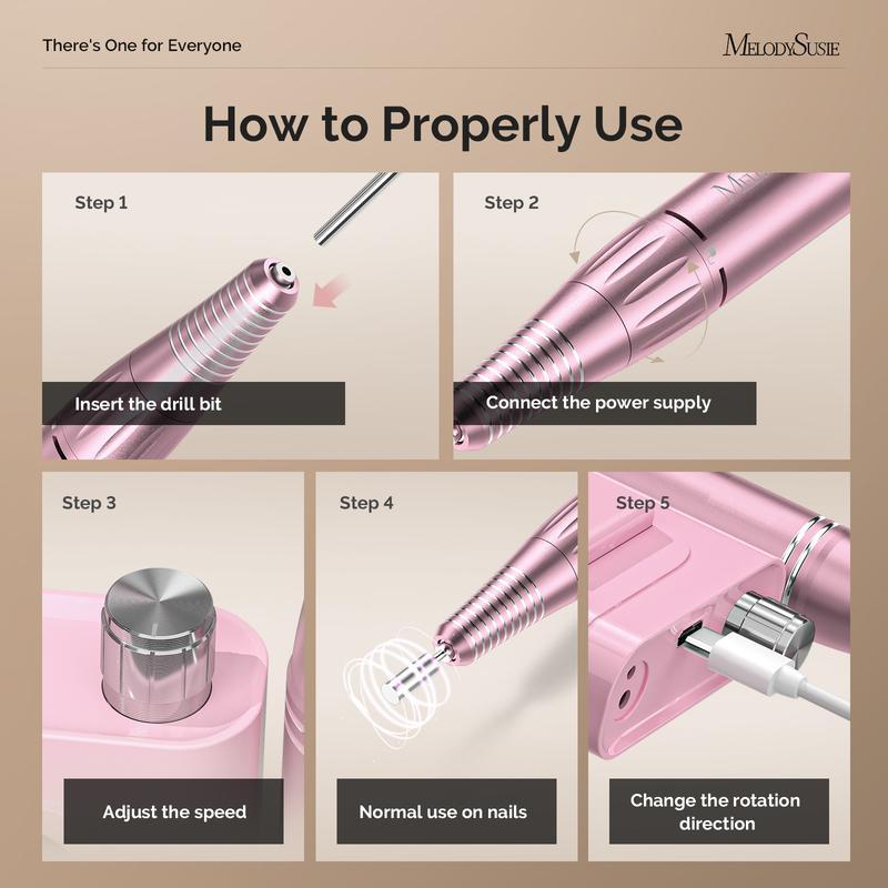 Professional 30000 RPM Electric Nail Drill, Portable Rechargeable E-File for Acrylic Gel Nails