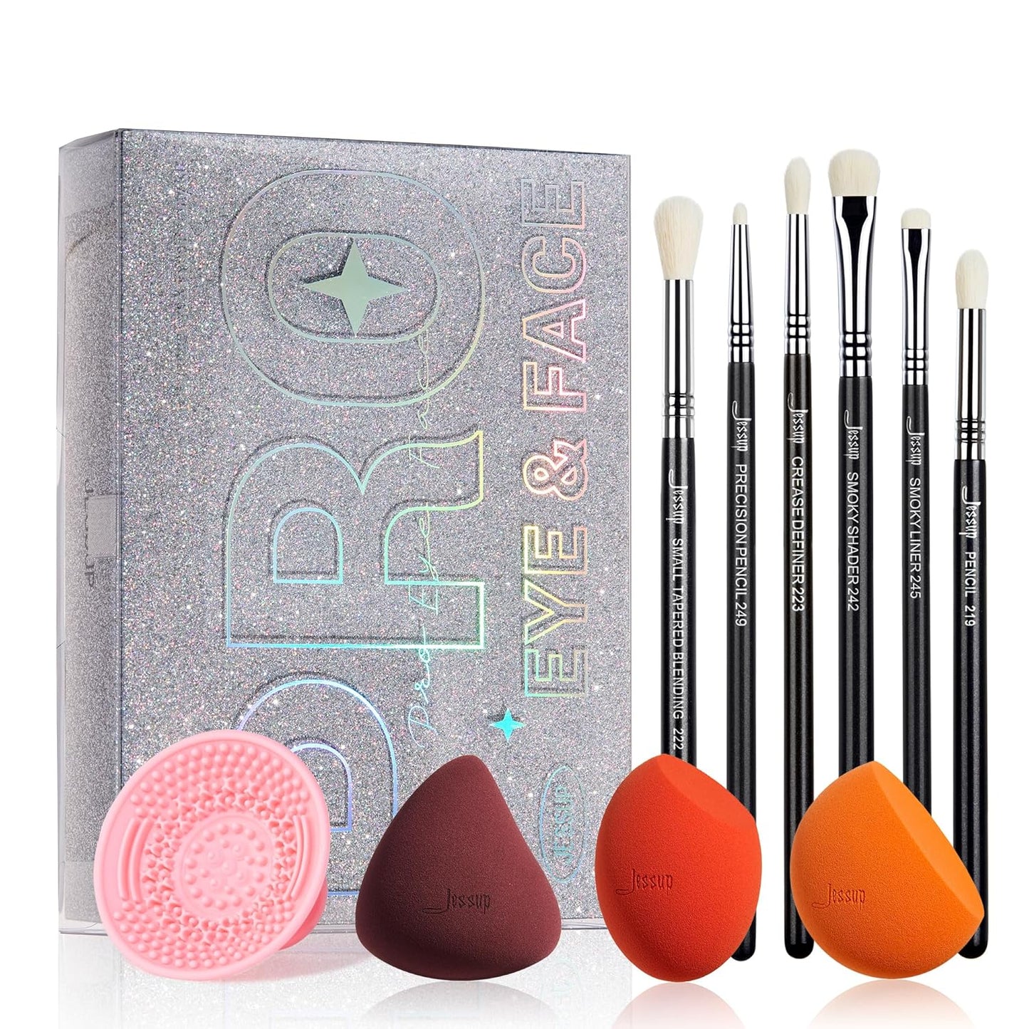 Jessup Eyeshadow Brush Set 11pcs Eye Makeup Brushes Set Professional Eye Shadow Brush Blending Brush Shader Crease Brush Black T340