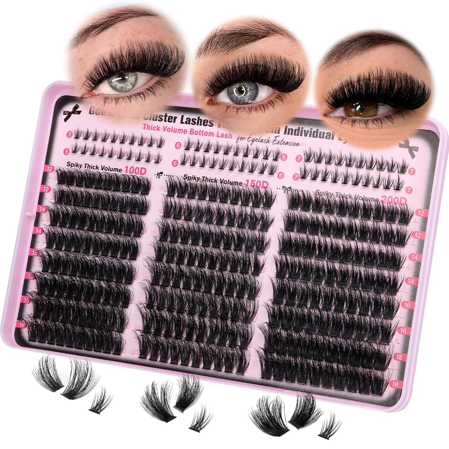 Goddvenus Manga Lash Clusters With Spikes Wispy Cluster Eyelash Extensions Fluffy Anime Eyelashes Clusters Reusable Faux Mink Fairy Individual Lash Extension (D Curve 12-18mm 204 pieces)