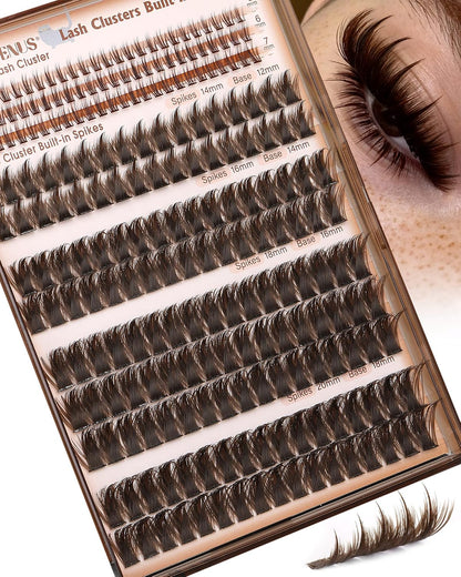 Goddvenus Manga Lash Clusters With Spikes Wispy Cluster Eyelash Extensions Fluffy Anime Eyelashes Clusters Reusable Faux Mink Fairy Individual Lash Extension (D Curve 12-18mm 204 pieces)