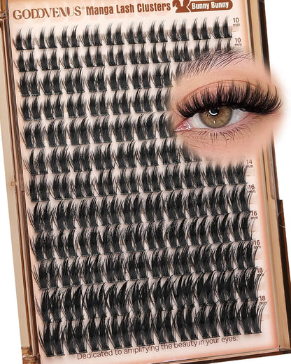 Goddvenus Manga Lash Clusters With Spikes Wispy Cluster Eyelash Extensions Fluffy Anime Eyelashes Clusters Reusable Faux Mink Fairy Individual Lash Extension (D Curve 12-18mm 204 pieces)