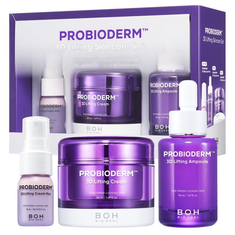 3D Lifting Skincare Set - Anti-Aging Face Moisturizer Night Cream, Ampoule & Facial Serum Spray