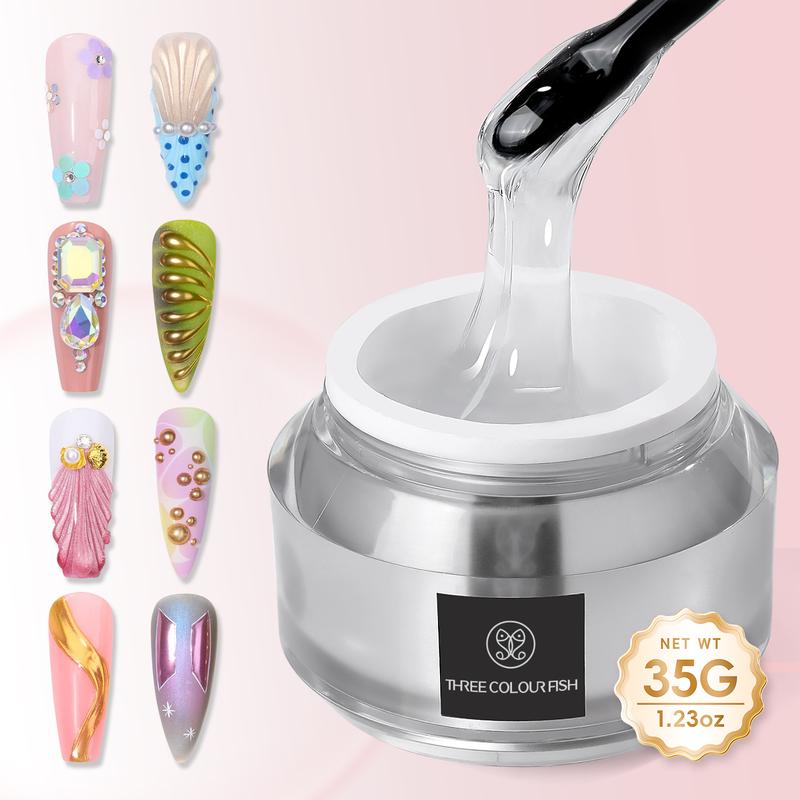 Black 3D Nail Gel 4-in-1, 35g Strong Adhesive and Top Coat for Nail Art