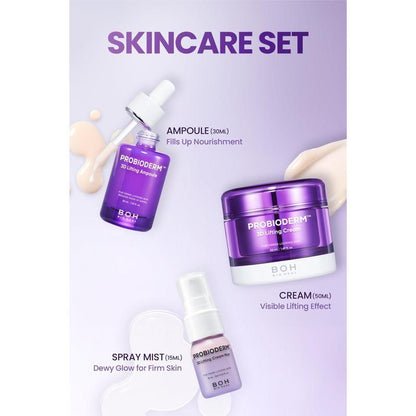 3D Lifting Skincare Set - Anti-Aging Face Moisturizer Night Cream, Ampoule & Facial Serum Spray