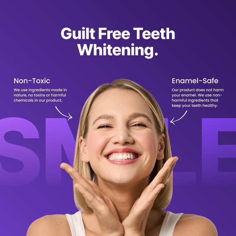 Purple Teeth Whitening Strips - 7/21 Sessions - Enamel Safe & Peroxide-Free for Sensitive Teeth