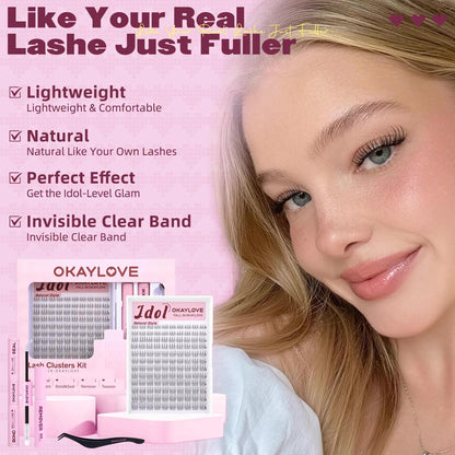Premium Brown Lash Clusters Kit - D Curl Wispy DIY Eyelash Extensions