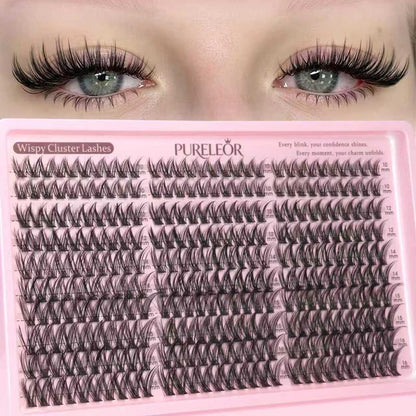 Lash Clusters Kit Wispy Natural DIY Eyelash Extensions 10-16mm 300pcs C Curl Individual Eyelashes