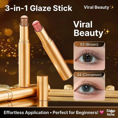 3-Color Eyeshadow Stick - Waterproof Creamy Shimmer Gradient Eye Shadow, Long Lasting & Smudge-Proof