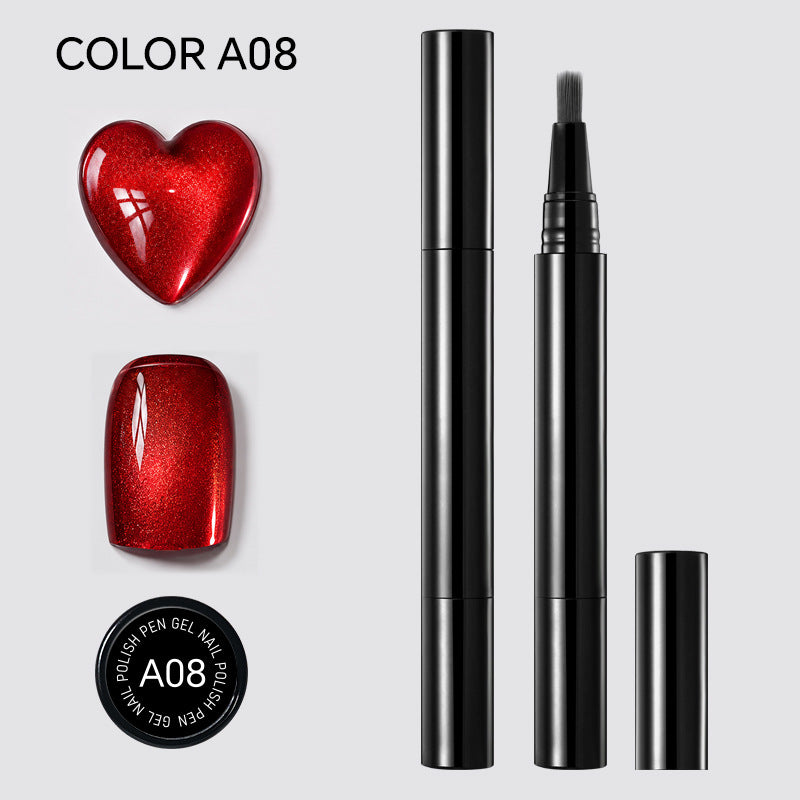 One Step Nail Gel Pen — A08: Cat Eye - Red