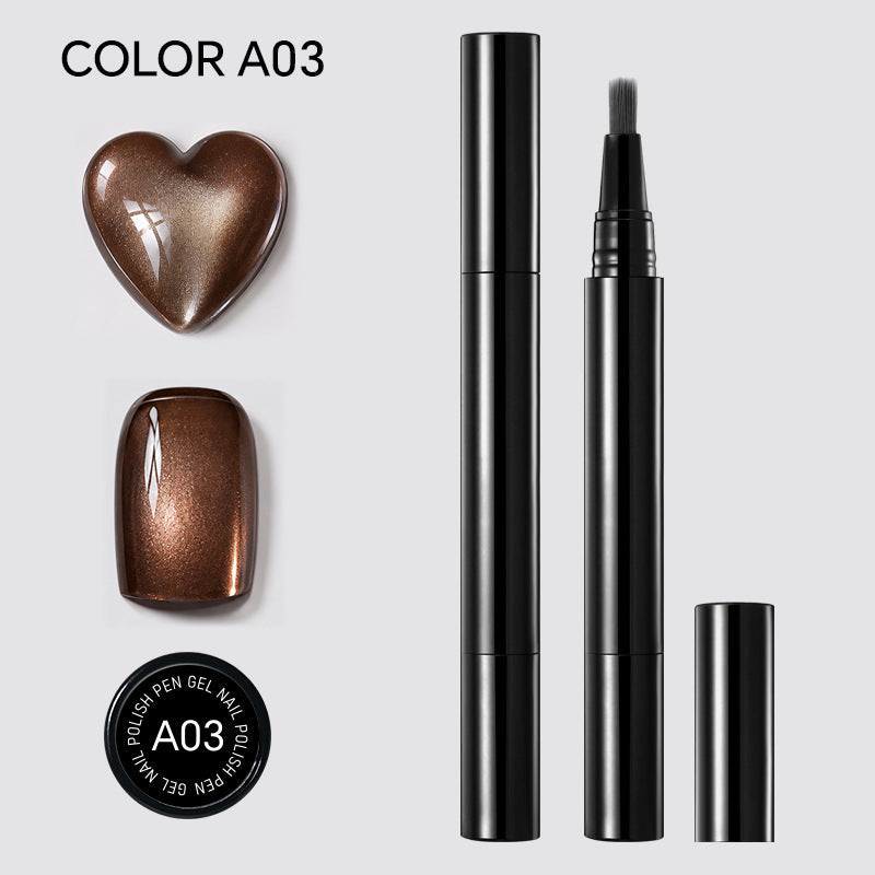 One Step Nail Gel Pen — A03: Cat Eye - Coffee