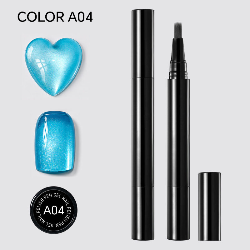 One Step Nail Gel Pen — A04: Cat Eye - Sky Cyan
