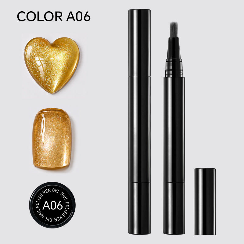 One Step Nail Gel Pen — A06: Cat Eye - Gold