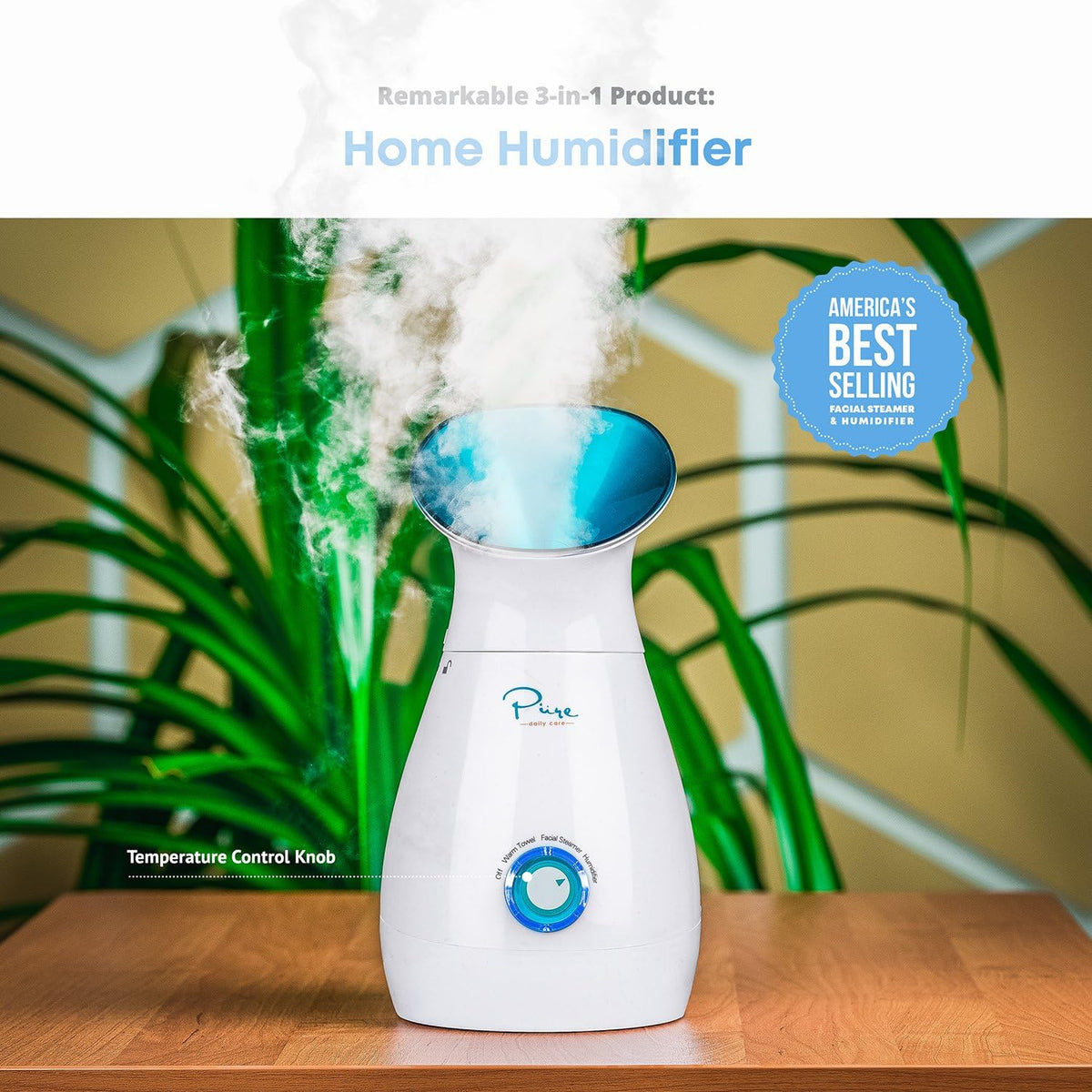 3-in-1 Nano Ionic Facial Steamer with Precise Temp Control and 5-Piece Skin Kit - Teal