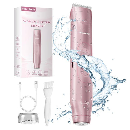 2-in-1 Electric Bikini Trimmer and Shaver for Women, IPX7 Waterproof Rechargeable Razor
