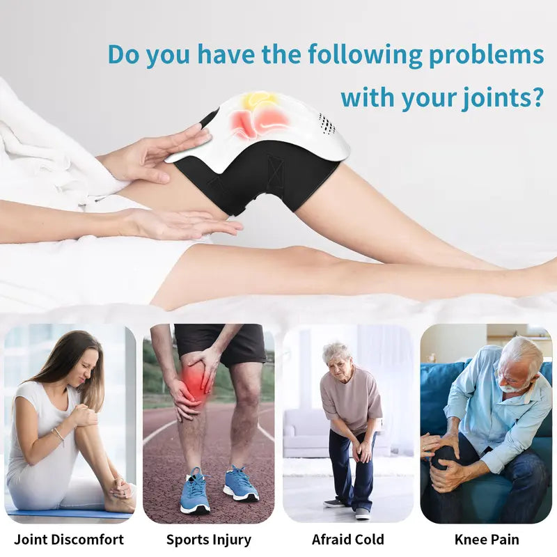 Portable Electric Knee Massager - Rechargeable Heat and Vibration Machine for Joint Relief