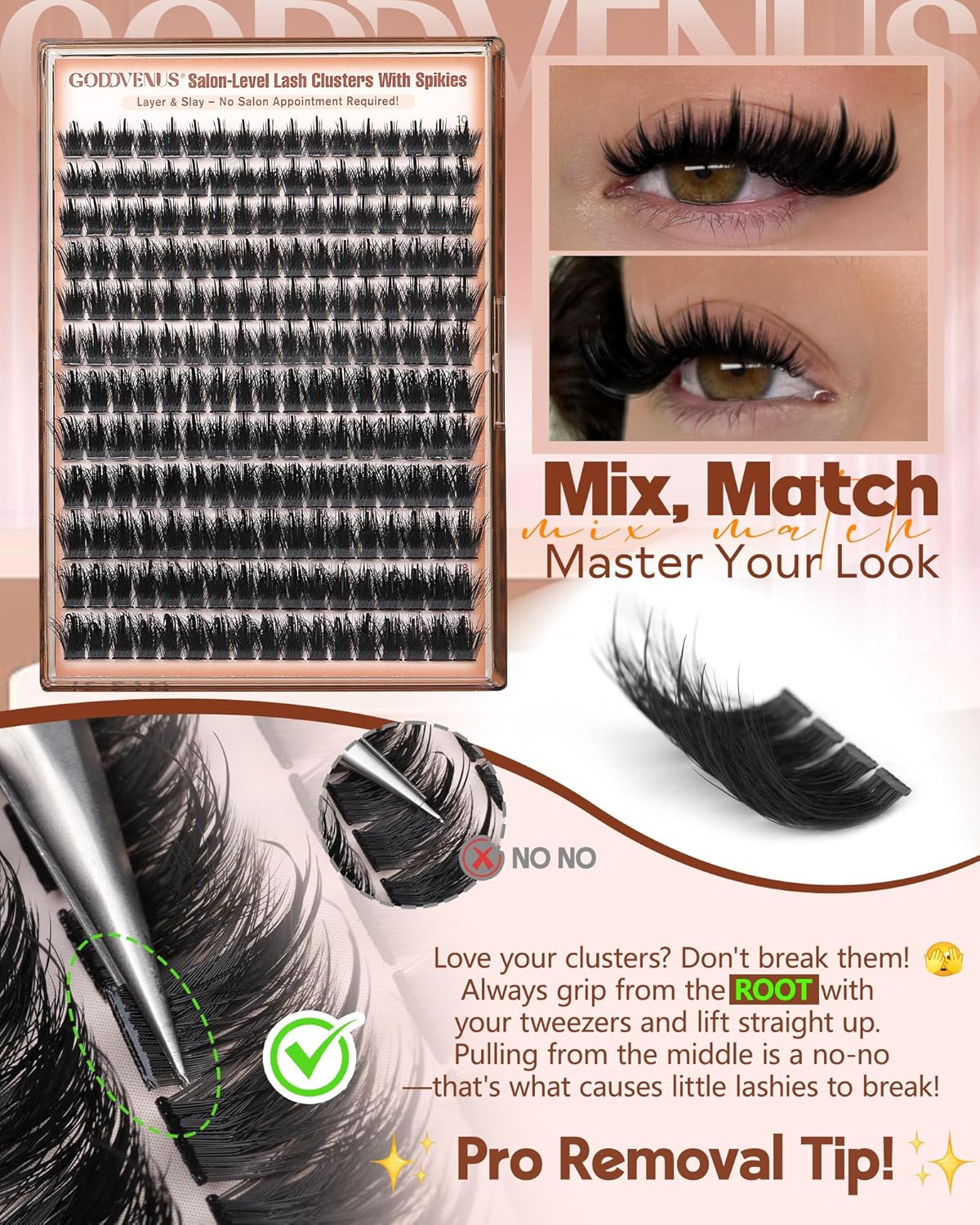 Goddvenus Manga Lash Clusters With Spikes Wispy Cluster Eyelash Extensions Fluffy Anime Eyelashes Clusters Reusable Faux Mink Fairy Individual Lash Extension (D Curve 12-18mm 204 pieces)