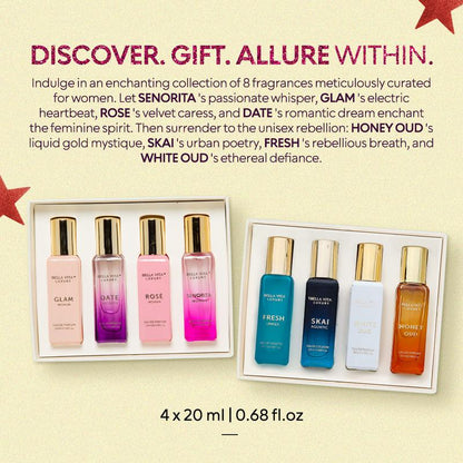 2 Perfume Gift Sets for Women | 8 Unique Micro Fragrances | Long Lasting Eau De Parfum 8x20ml