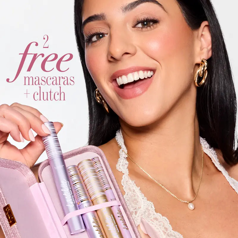 Eyes on Me Mascara and Liner Set - Tubing Primer, Volumizing Mascara, and Eyeliner with Clutch