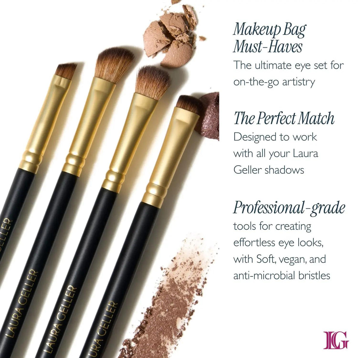 4PC Eye Brush Set with Complimentary Eyeshadow Stack - Professional Blending and Defining Tools