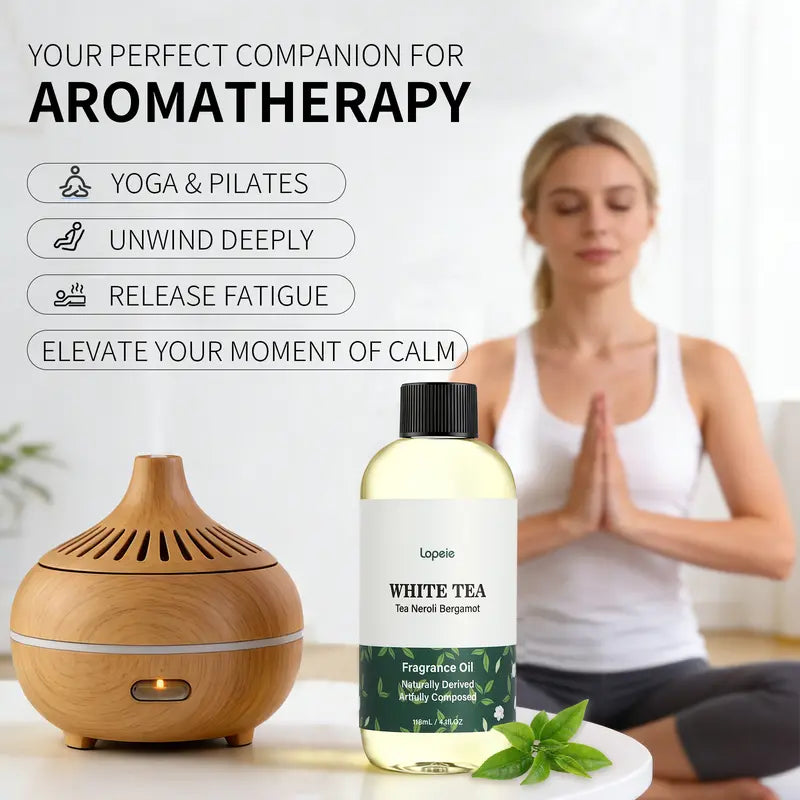 White Tea Fragrance Oil Refill, Unisex Selfcare Neroli & Bergamot Aromatherapy Oil, 118ml/4.1fl oz