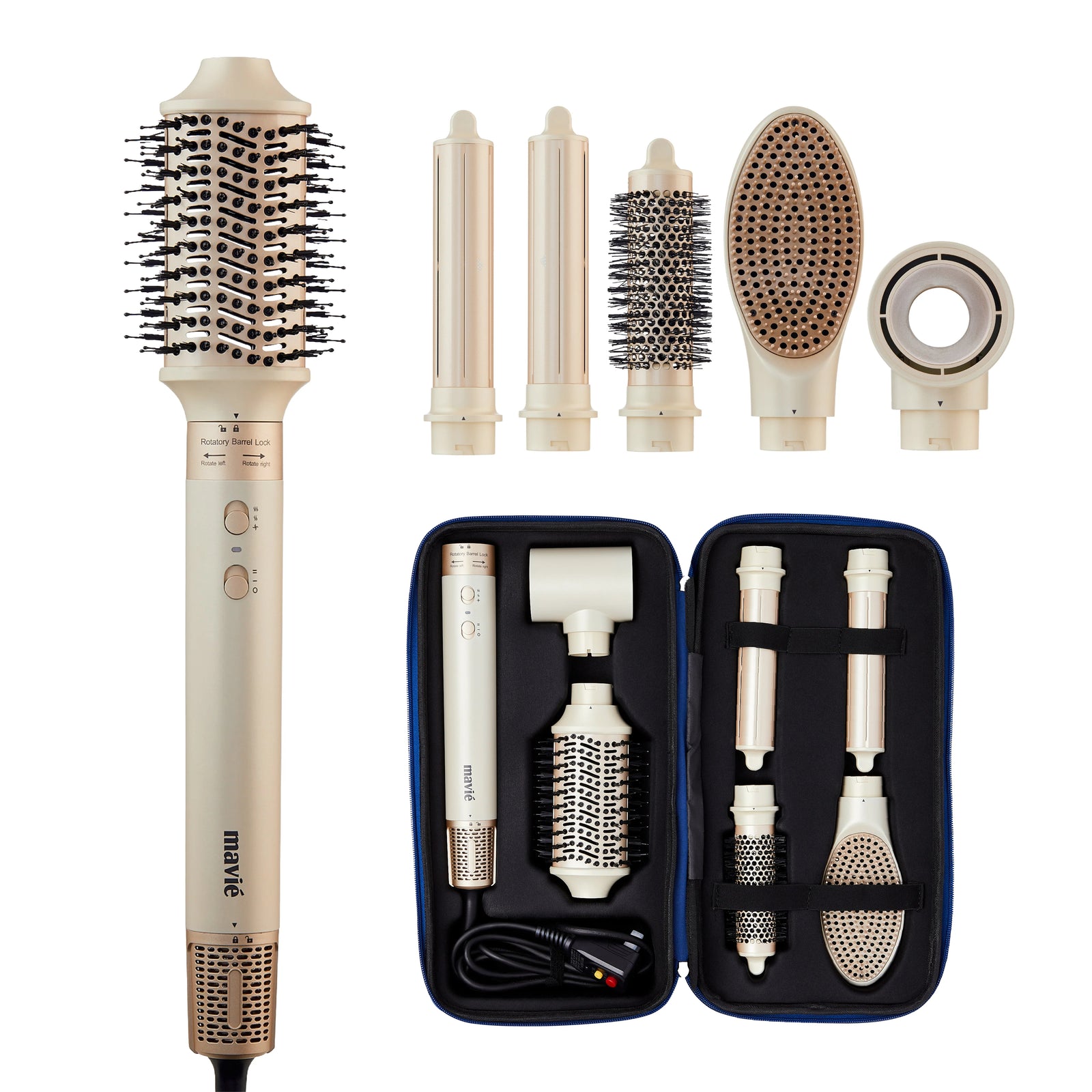6-in-1 Hot Air Multi-Styler & Auto-Wrap Curler Set with Luxury Case, Frizz-Free Blowout Brush
