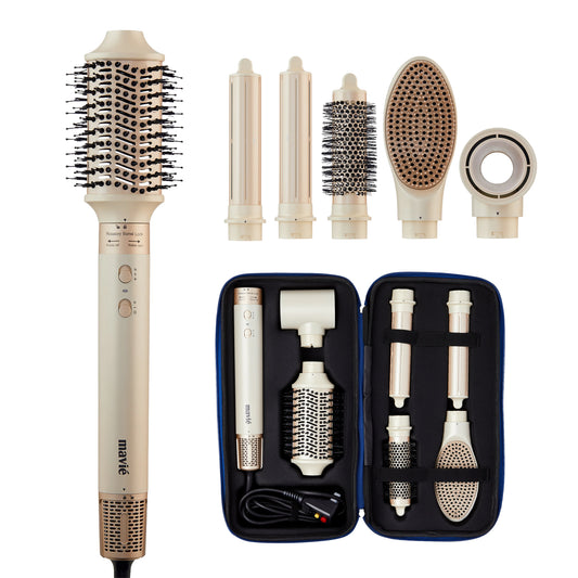 6-in-1 Hot Air Multi-Styler & Auto-Wrap Curler Set with Luxury Case, Frizz-Free Blowout Brush