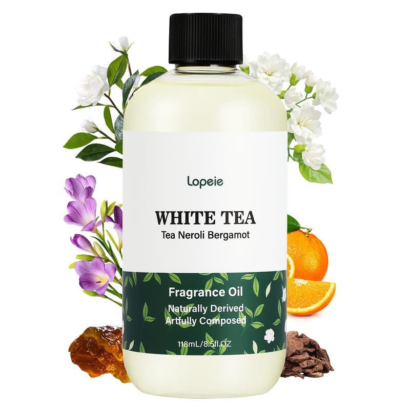 White Tea Fragrance Oil Refill, Unisex Selfcare Neroli & Bergamot Aromatherapy Oil, 118ml/4.1fl oz