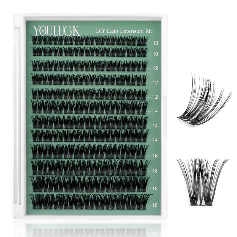 DIY Lash Extension Kit - Waterproof Fluffy Individual Clusters with Bond, Seal and Remover