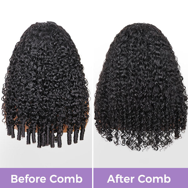 3 In 1 Burmese Curly Glueless Wear Go Half Wig with Elastic Drawstring Seamless Flip Over