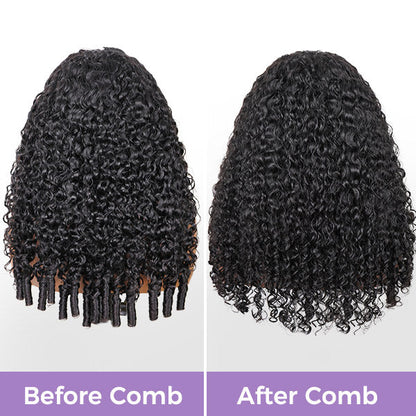 3 In 1 Burmese Curly Glueless Wear Go Half Wig with Elastic Drawstring Seamless Flip Over