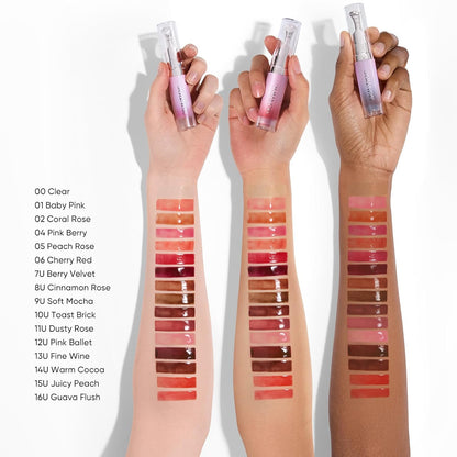 Brightening Lip Serum, Hydrating & Plumping Tinted Lip Gloss with Peptide and Squalane (01 Baby Pink)