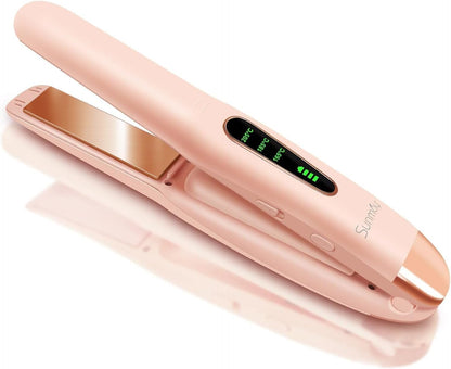 Cordless Hair Straightener, Titanium Portable Flat Iron for Travel, 2 in 1 Mini Styler with Comb & Clip