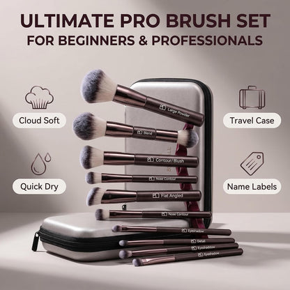 Professional 20Pcs Makeup Brush Set with Travel Case, Premium Synthetic Bristles for Foundation & Eyeshadow