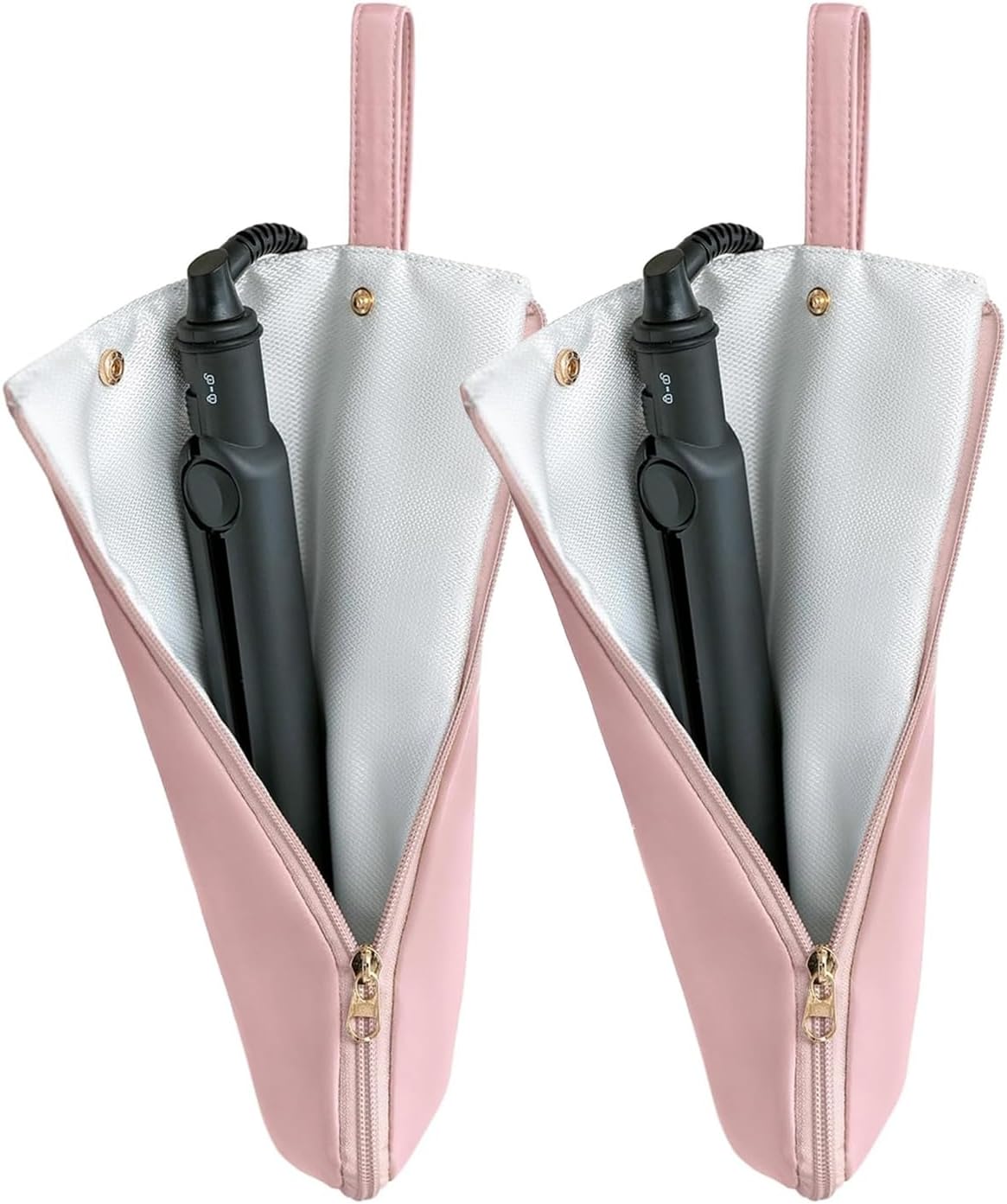 2-in-1 Heat Resistant Mat & Holder for Curling Irons and Flat Irons - Pink Travel Bag